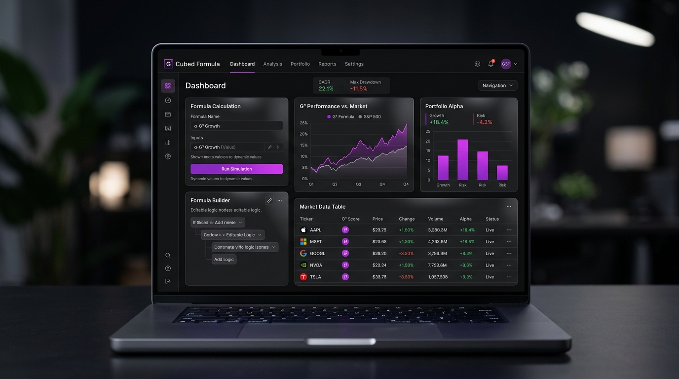 G Cubed Formula platform interface